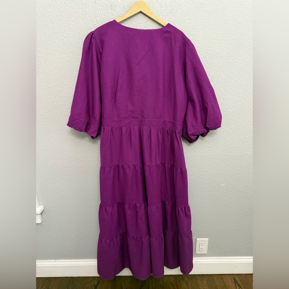 NWT City Chic English Rose Maxi in Magenta Size XXL Linen‎ Blend - Picture 6 of 8